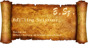 Báling Szixtusz névjegykártya